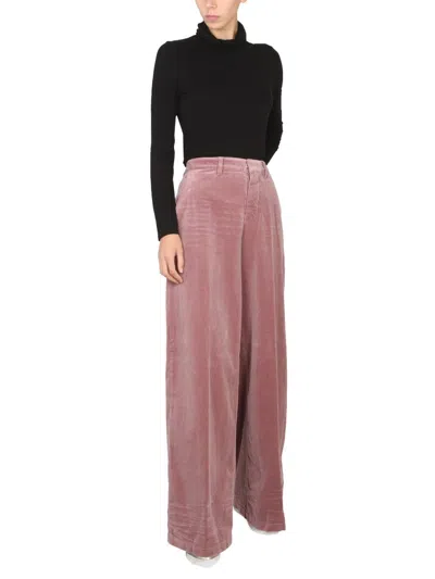 Dsquared2 Wide Leg Cotton Blend Trousers In Pink