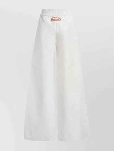 Dsquared2 Wide Leg Cotton Trousers With Elastic Waistband In White