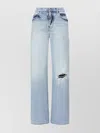 Dsquared2 Wide-leg Distressed Jeans Belt Loops In Blue