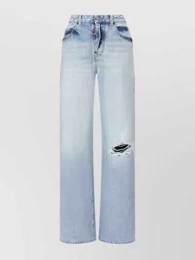 DSQUARED2 WIDE-LEG DISTRESSED JEANS BELT LOOPS