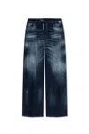 Dsquared2 Wide-leg High-waist Jeans With Faded Wash In Blue
