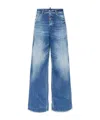 Dsquared2 Low Rise Wide Denim Jeans For Travelers In Light Blue