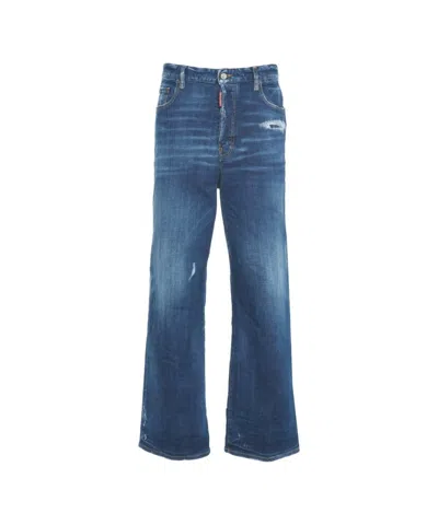 Dsquared2 Wide Leg Jeans With Classic Five-pocket In Blue