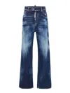 Dsquared2 Wide-leg Medium Wash Denim Jeans With Comfortable Stretch In Blue