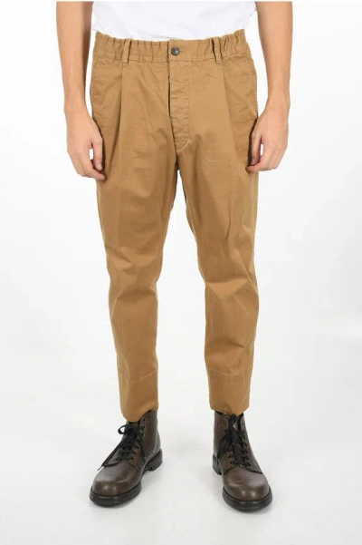 Dsquared2 Wide Leg Pants Elastic Aviator Fit With Cuffed Ankle 17 Cm In Brown