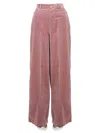 Dsquared2 High Waist Velvet Wide Leg Trousers In Pink