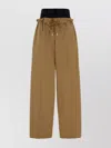 Dsquared2 Wide Leg Poplin Trousers Drawstring Waist In Brown