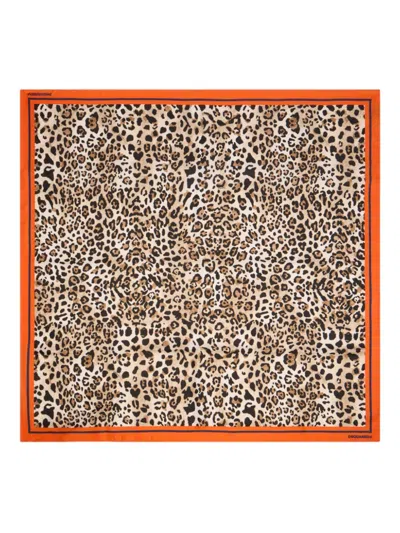 Dsquared2 Wild2 Leopard Print Scarf In Brown