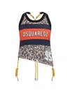 Dsquared2 Wild2 Leopard-print Asymmetric Top In Multi
