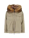Dsquared2 Relaxed Jacket With Faux Fur Trim In Gray