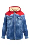 Dsquared2 Hooded Denim Jacket Zip Pockets In Blue
