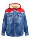 Dsquared2 Hooded Denim Jacket Zip Pockets In Blue