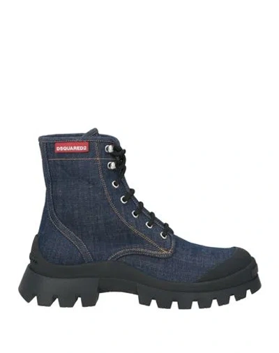 Dsquared2 Woman Ankle Boots Blue Size 7 Textile Fibers