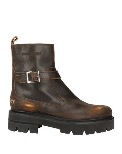 Dsquared2 Woman Ankle Boots Dark Brown Size 8 Leather