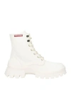 Dsquared2 Woman Ankle Boots Ivory Size 6.75 Textile Fibers In White
