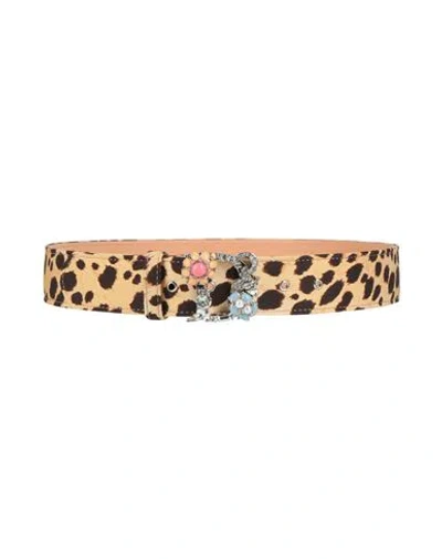 Dsquared2 Woman Belt Beige Size 32 Textile Fibers