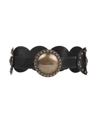 Dsquared2 Woman Belt Black Size 28 Leather