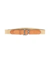 Dsquared2 Woman Belt Camel Size 34 Natural Raffia, Cow Leather In Beige