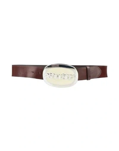 Dsquared2 Woman Belt Ivory Size 36 Leather In White