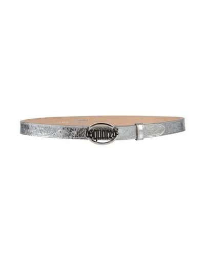 Dsquared2 Woman Belt Silver Size 34 Leather