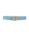 Dsquared2 Woman Belt Sky Blue Size 34 Soft Leather In Blue