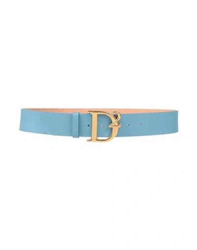 Dsquared2 Woman Belt Sky Blue Size 34 Soft Leather