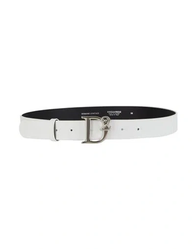Dsquared2 White Leather Belt In White
