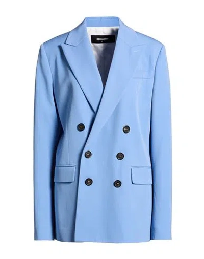 Dsquared2 Woman Blazer Azure Size 6 Virgin Wool In Blue