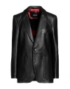 Dsquared2 Woman Blazer Black Size 6 Ovine Leather In Black