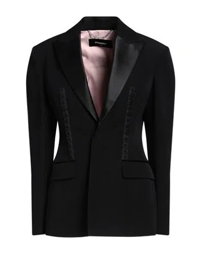 Dsquared2 Woman Blazer Black Size 2 Virgin Wool, Silk
