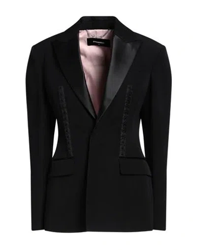 Dsquared2 Woman Blazer Black Size 4 Virgin Wool, Silk