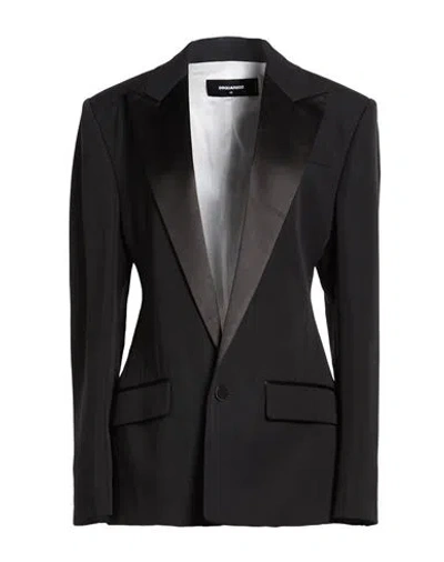 Dsquared2 Woman Blazer Black Size 8 Virgin Wool, Silk