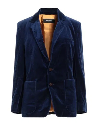 Dsquared2 Woman Blazer Blue Size 2 Cotton, Metallic Fiber