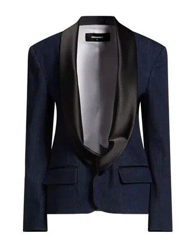 Dsquared2 Woman Blazer Blue Size 6 Cotton, Elastane