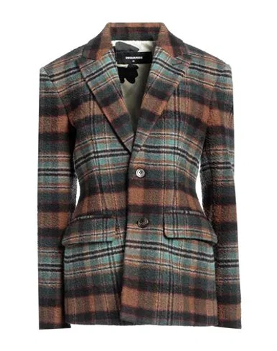 Dsquared2 Woman Blazer Brown Size 2 Virgin Wool, Polyamide