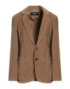 Dsquared2 Woman Blazer Camel Size 10 Cotton, Elastane, Calfskin In Beige