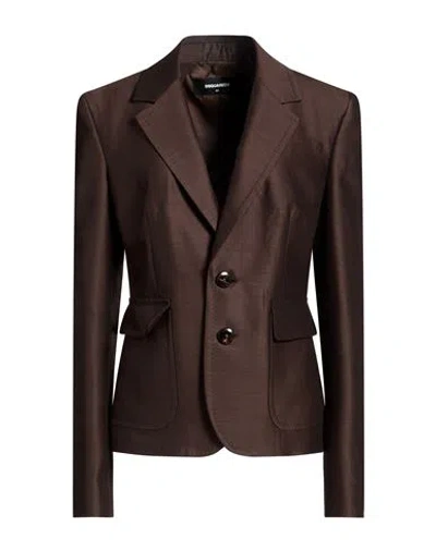 Dsquared2 Woman Blazer Chocolate Brown Size 8 Virgin Wool, Silk