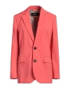 Dsquared2 Woman Blazer Coral Size 4 Polyester, Virgin Wool, Elastane In Red