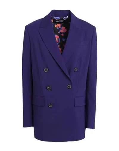 Dsquared2 Woman Blazer Dark Purple Size 2 Polyester, Virgin Wool, Elastane In Purple