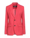 Dsquared2 Woman Blazer Red Size 4 Polyester, Virgin Wool, Elastane In Pink