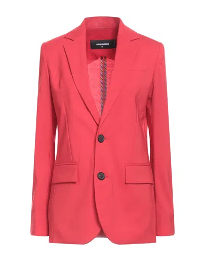 Dsquared2 Woman Blazer Red Size 4 Polyester, Virgin Wool, Elastane In Pink