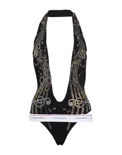 Dsquared2 Crystal-embellished Cotton Body In Black