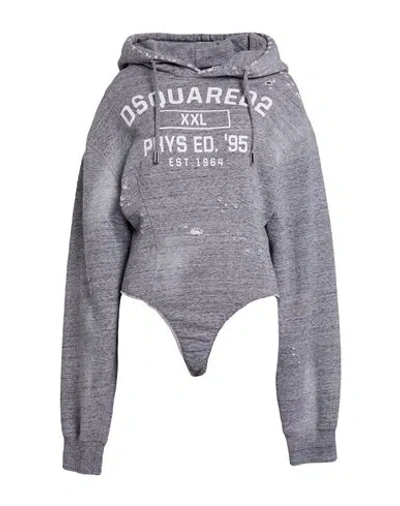 Dsquared2 Woman Bodysuit Grey Size L Cotton In Gray