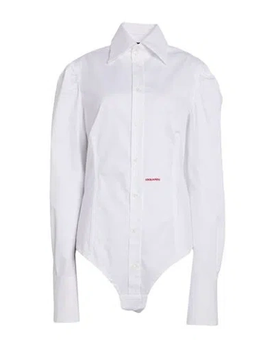 Dsquared2 Woman Bodysuit White Size 8 Cotton, Elastane