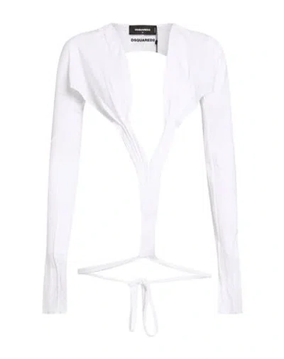 Dsquared2 Woman Bodysuit White Size Xxs Cotton