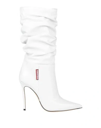 Dsquared2 Woman Boot White Size 6.75 Leather