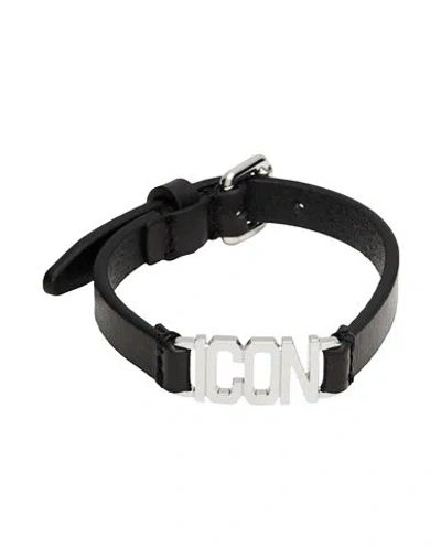 Dsquared2 Woman Bracelet Black Size - Cowhide, Zamak, Brass