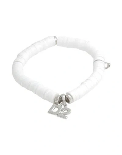 Dsquared2 Woman Bracelet White Size - Rubber, Tin Alloy, Brass