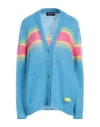 Dsquared2 Woman Cardigan Azure Size L Mohair Wool, Polyamide, Wool In Blue