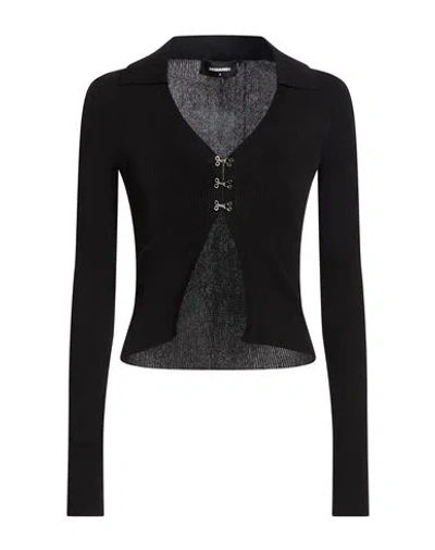 Dsquared2 Woman Cardigan Black Size L Cotton, Polyamide